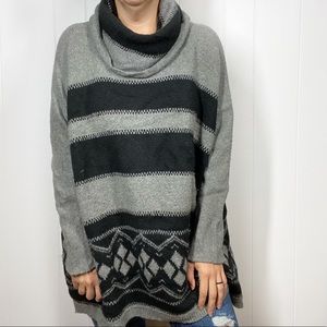 J. Jill Black & Grey Oversized Cowl Neck Sweater XS/S